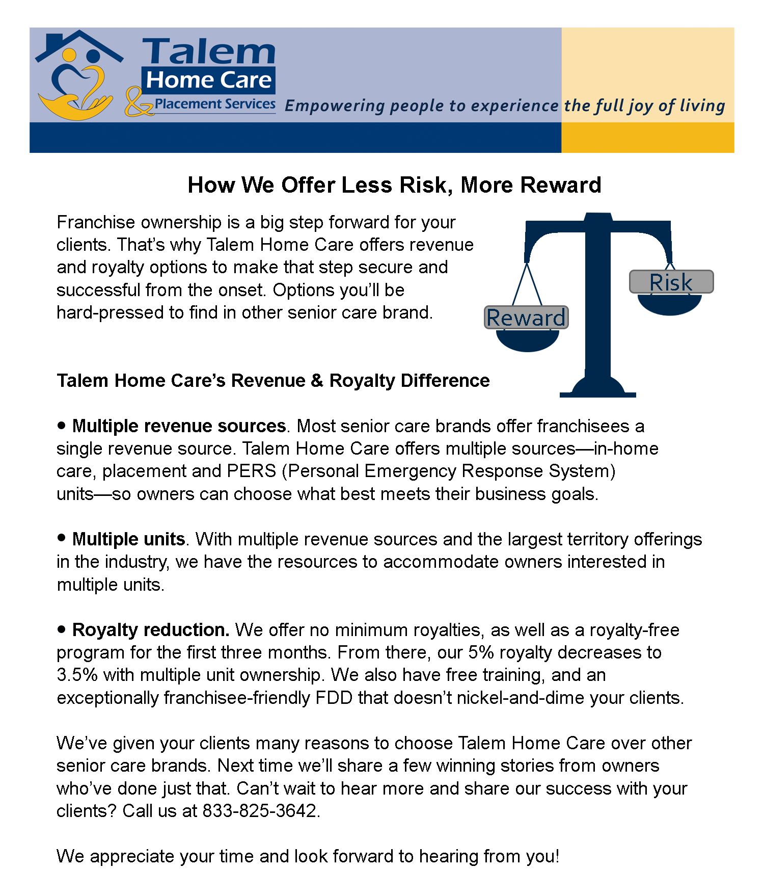 Home Care Franchise risk vs reward